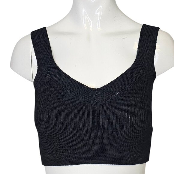 Aritzia Wilfred Mony Knit Crop Tank, Open Knit, Black, Crop Top, Size Small - Picture 1 of 7
